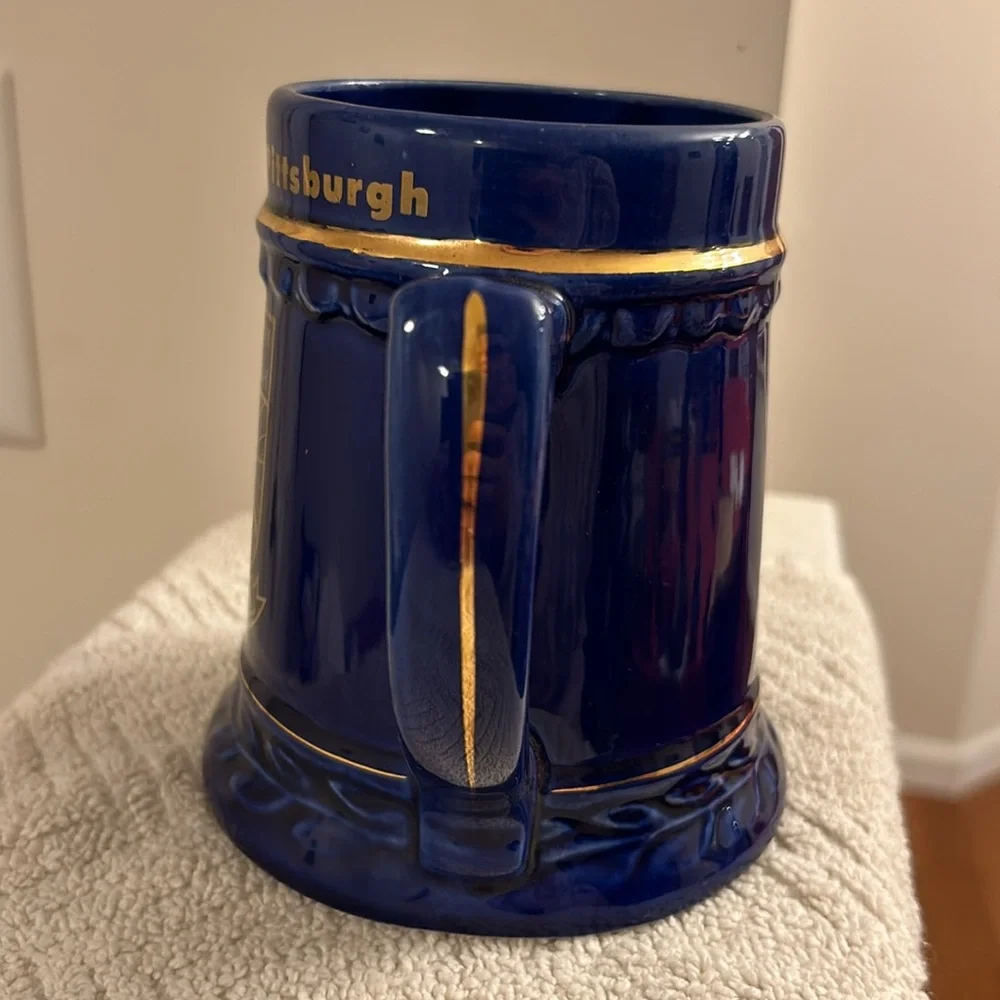 University of Pittsburgh Pitt Panthers Blue Ceramic Stein Gold Lettering 20 oz
